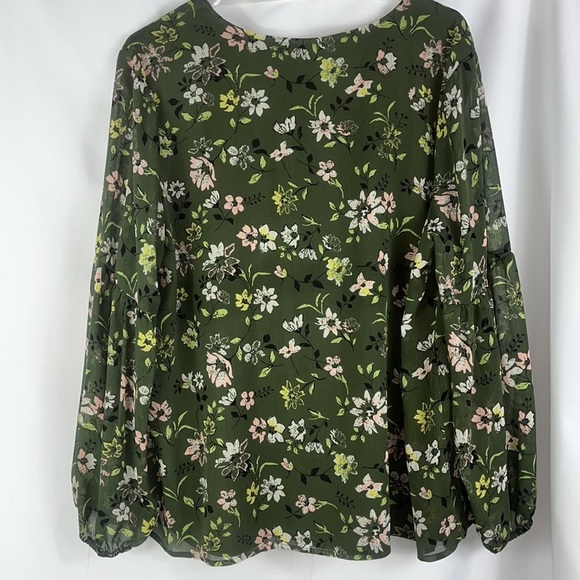 Time and Tru balloon sleeve flowy chiffon romantic blouse Sz XL (16-18) - Picture 3 of 12